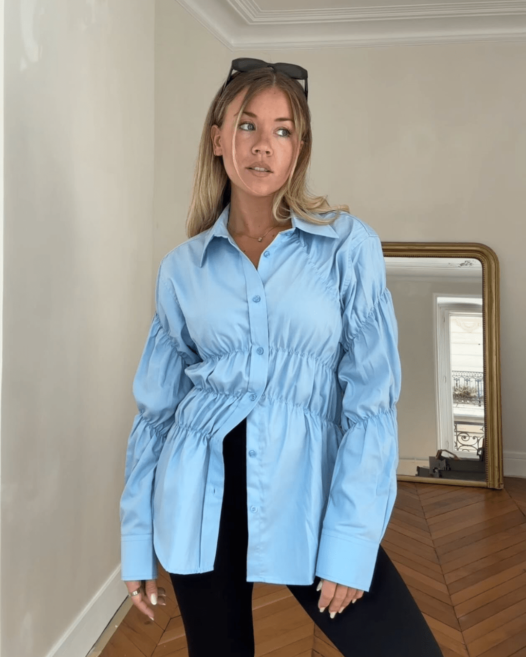 SOERA Suzette Long Sleeve Scrunched Shirt - Casual Shirts - MF1774004001183899515 S Light Blue