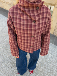 Jane Stand Collar Plaid Coat