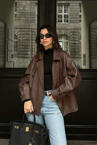 Sandra Vintage Relaxed Vegan Leather Coat