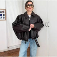 Carine Vegan Leather Moto Jacket
