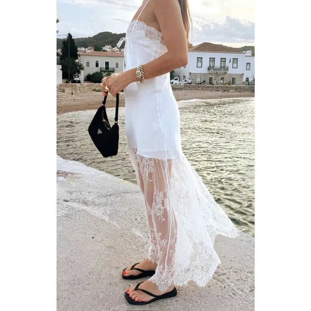 SOERA Tessa Satin Lace-Trim Maxi Dress - Dress - SOERA-688451-DEF-OS-84420 White S