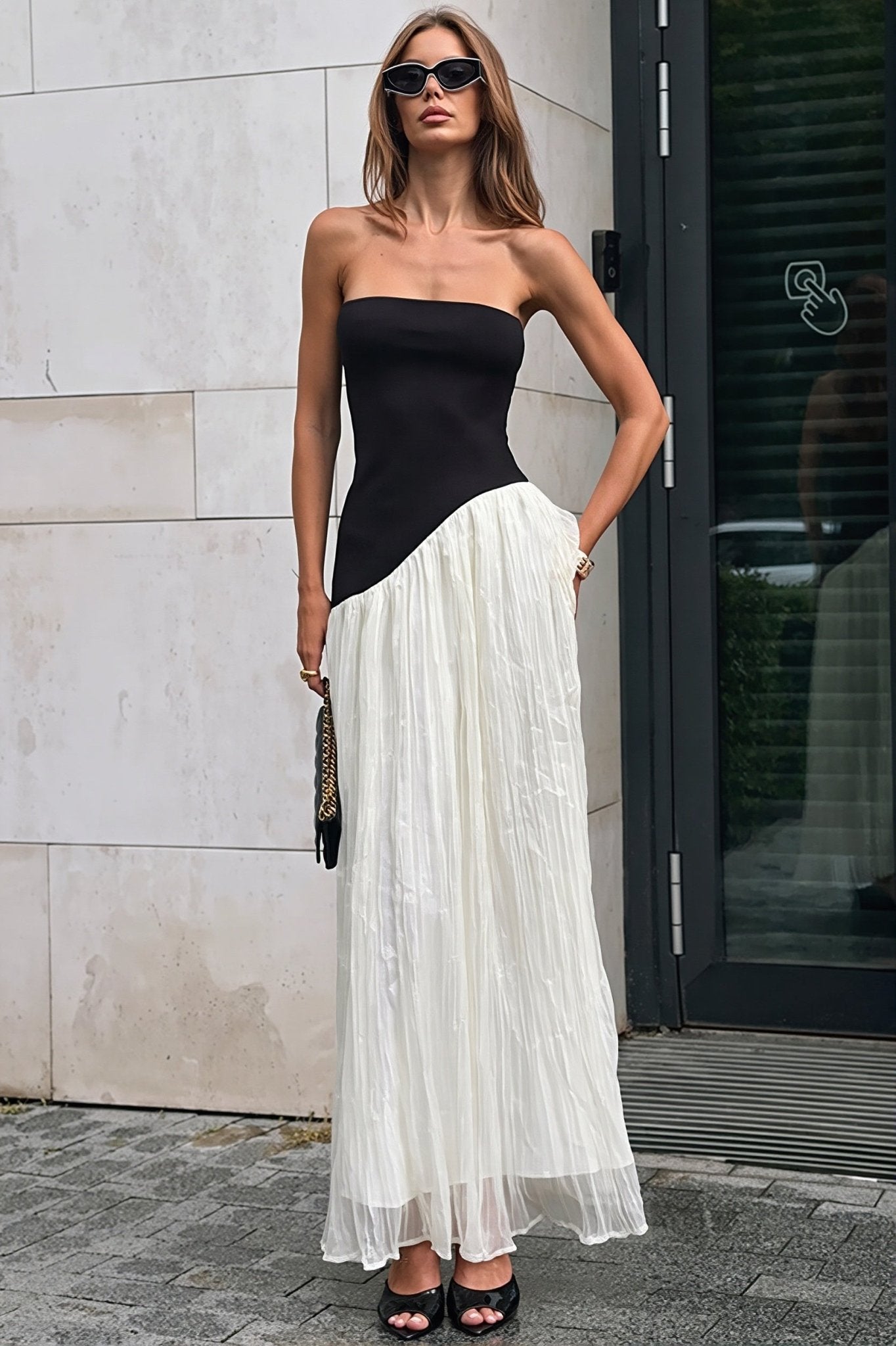 SOERA Amelie Contrast Irregular Maxi Dress - Dress - SOERA-766211-BLA-M-43651 Black M