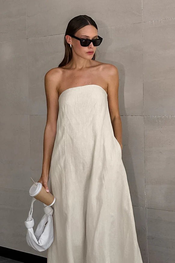 SOERA Bianca Strapless Backless Maxi Dress - Dress -  Khaki S