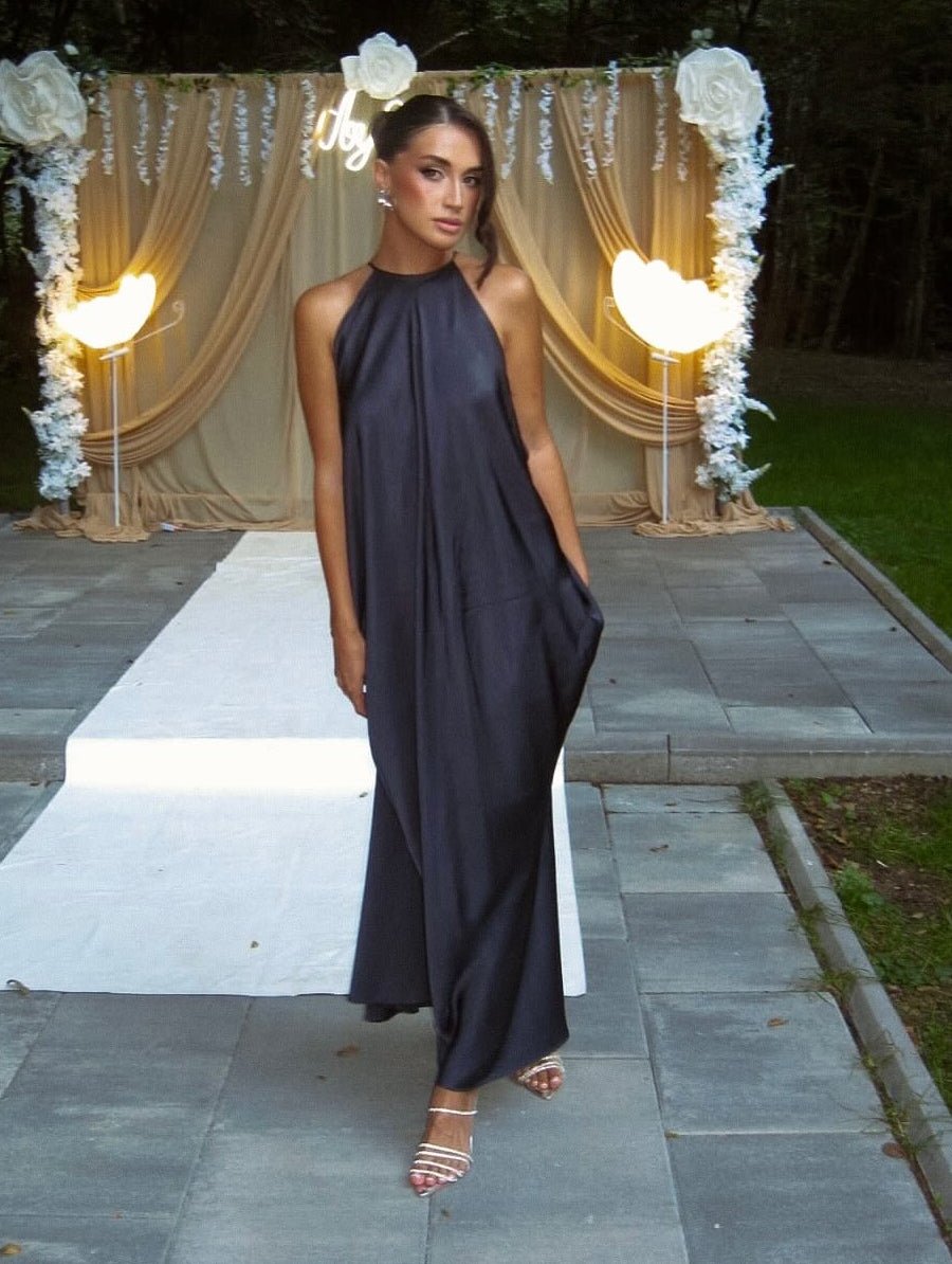 SOERA Indira Satin Halter Maxi Dress - Dress - SOERA-433027-BLA-XS-51779 Black XS
