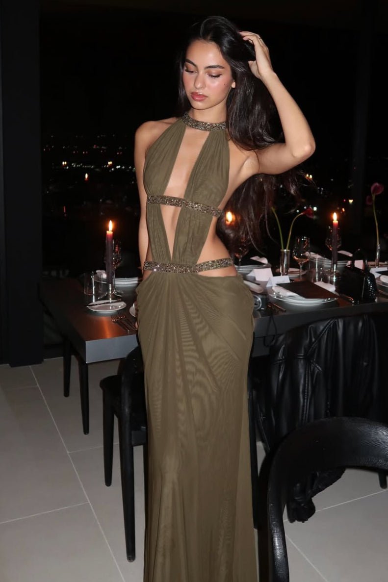 SOERA Isolde Ruched Cut Out Maxi Dress - Dress -  Green L