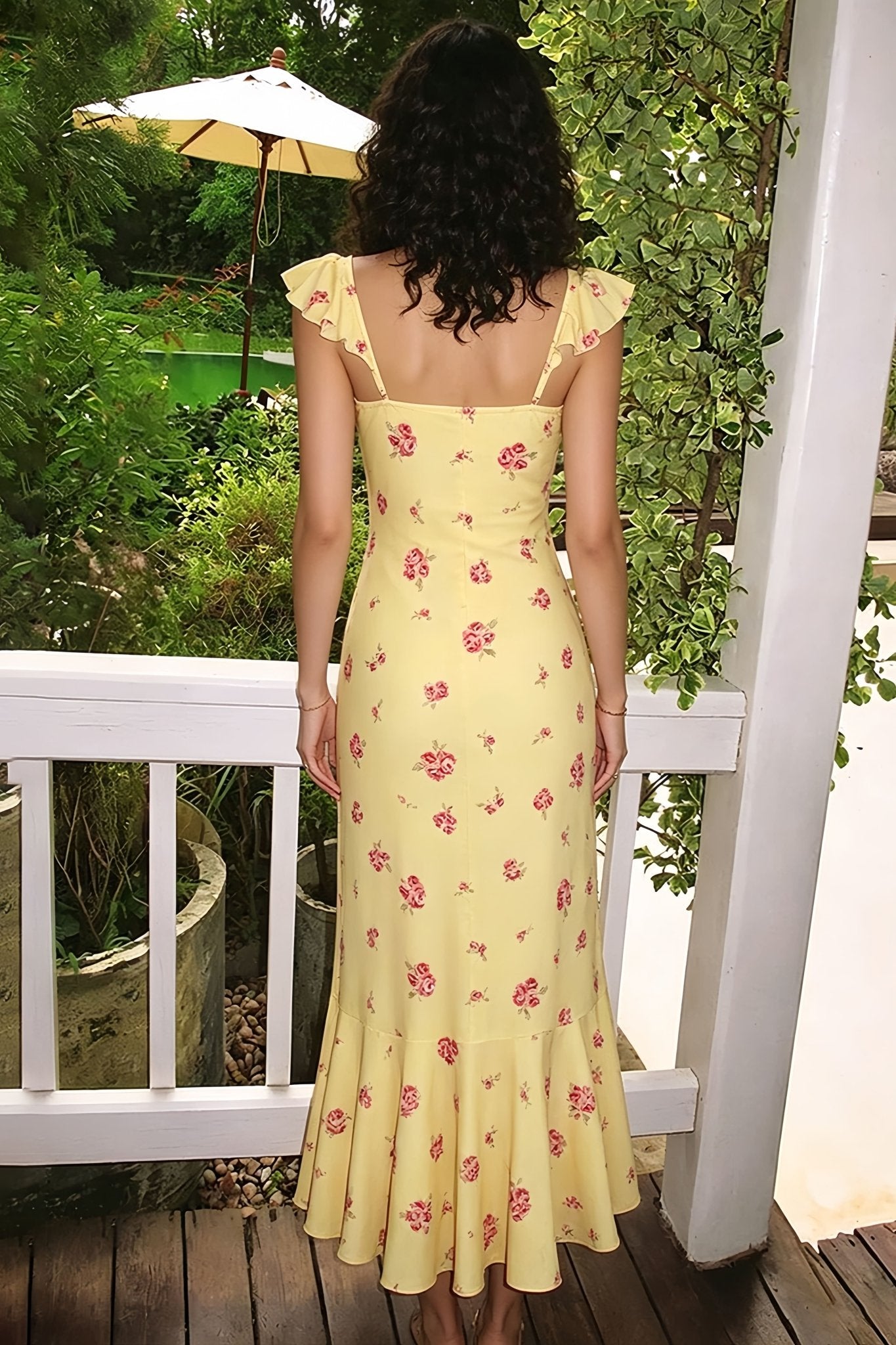 SOERA Marigold Floral Slip Midi Dress - Dress -  Yellow M