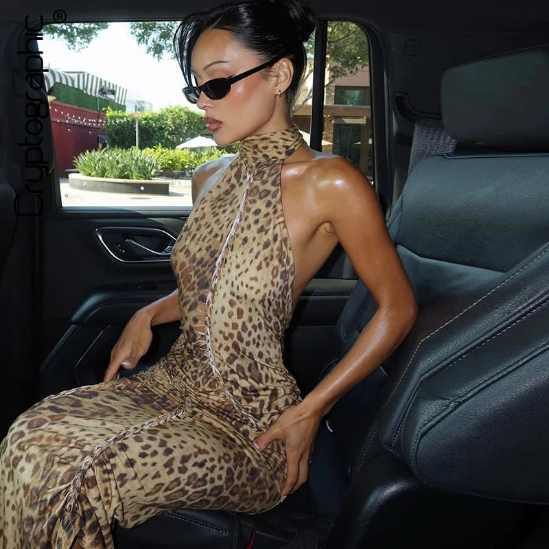 SOERA Cindy Leopard Halter Neck Maxi Dress - Dresses - 1005007851204764-;oq1770053337359721549 L