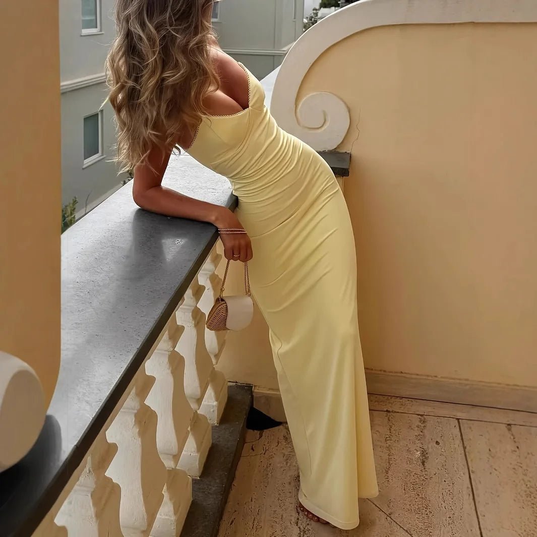 SOERA Janet V Neck Strap Maxi Dress - Dresses - 1005009046766312-;Uh1771345061563422424 Yellow XS