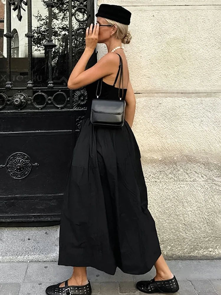 SOERA Jesse Spaghetti Strap Drop Waist Midi Dress - Dresses - fS1774929987193375177 Black L
