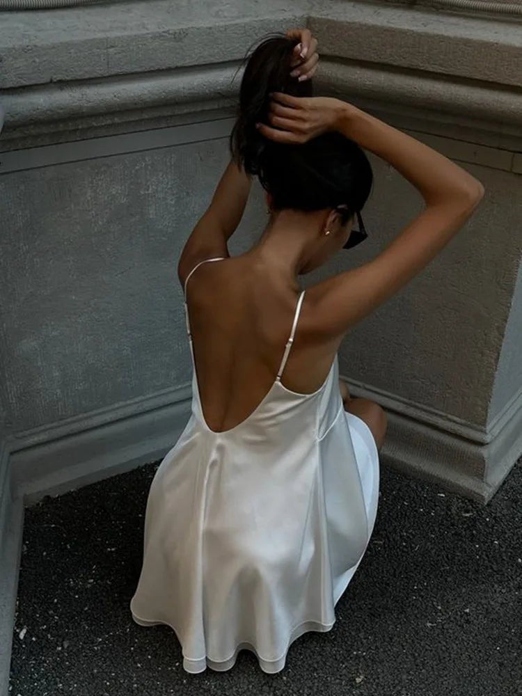 SOERA Jiselle V Neck Satin Mini Dress - Dresses - 1005009724316795-;hB1771345067690764507 S