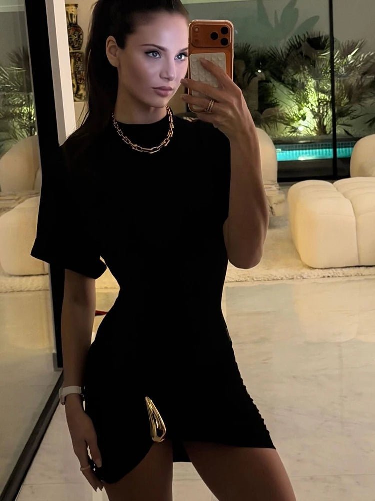 SOERA Rochelle Ruched Mini Dress with Metal Buckle - Dresses - 1005011804057529-;Ay1774869403274408959 S