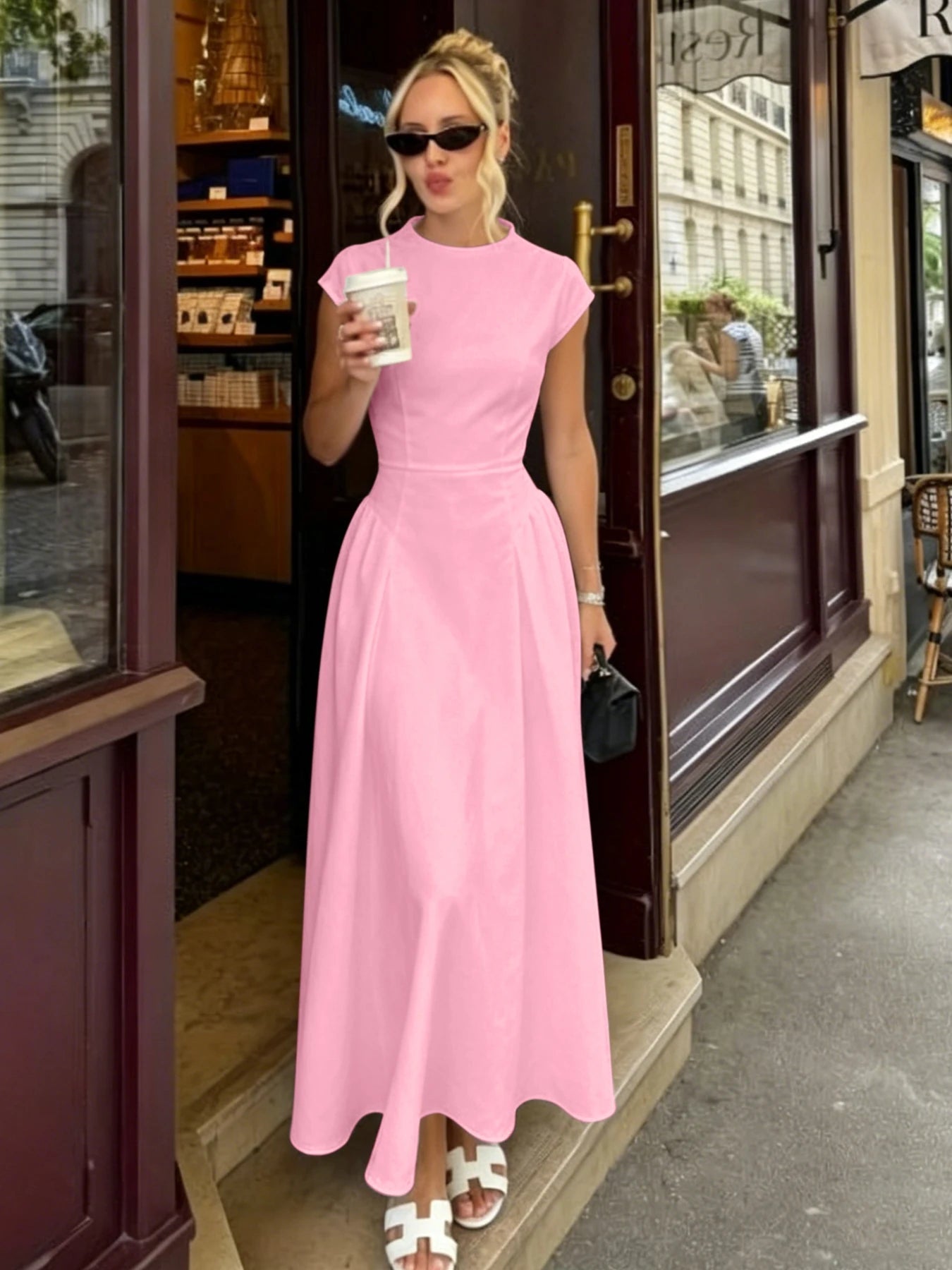 SOERA Ruby Flare Maxi Dress with Cap Sleeves - Dresses -  Black XS
