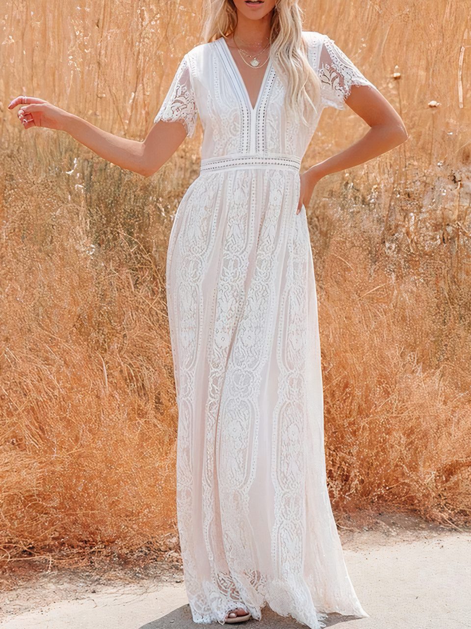 SOERA Tilda Bohemian Lace Maxi Dress - Dresses - 1005008548834137-;tZ1776125353574915004 White L