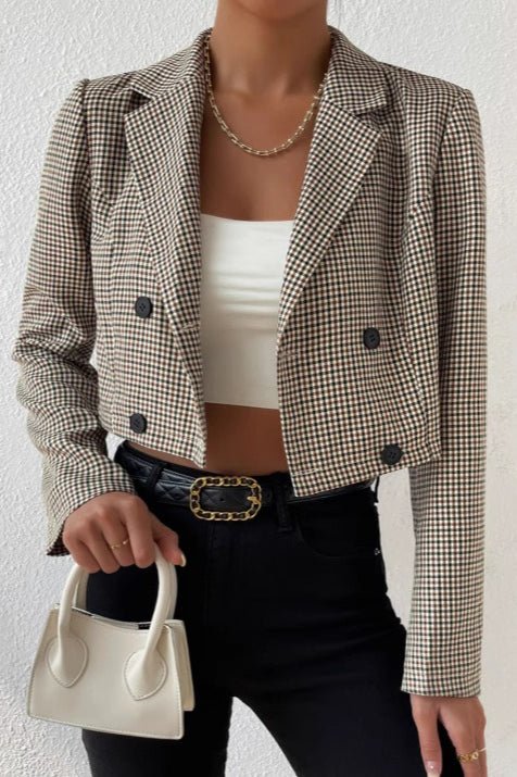 SOERA Bianca Houndstooth Cropped Blazer - Jacket -  XL