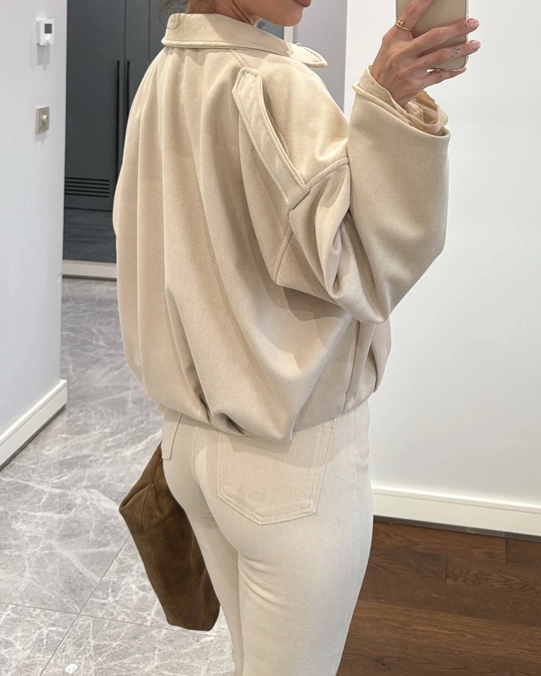 SOERA Constance Faux Suede Bomber Jacket - Jacket - SOERA-680707-S-CREAM-85187 Cream S