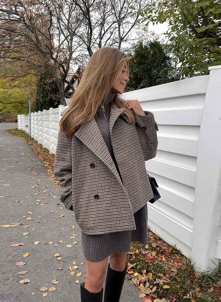 SOERA Nadia Houndstooth Buttoned Stand Collar Jacket - Jacket - SOERA-085571-ASP-S-19299 S