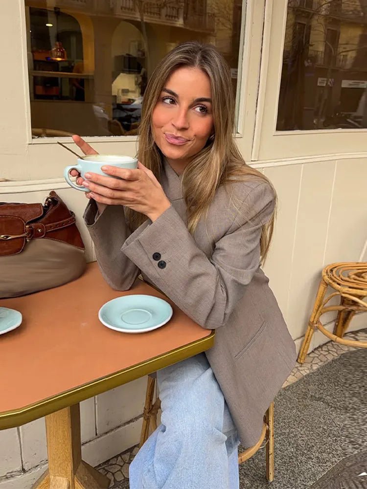 SOERA Noa Solid Stand Collar Blazer Jacket - Jacket -  Beige XS