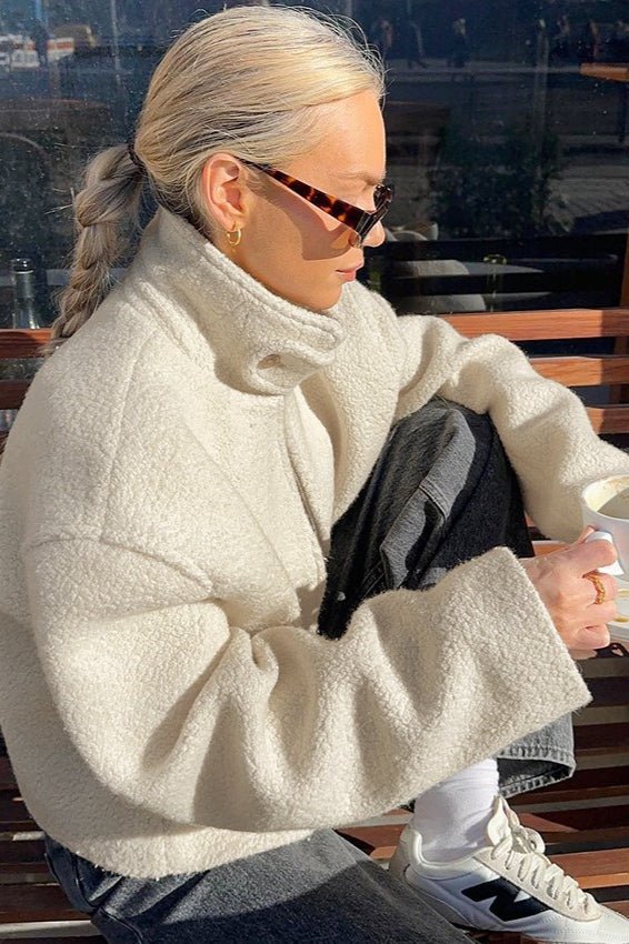 SOERA Arabel Stand Collar Cropped Coat - Jackets - fj1765731916179325470 Beige S