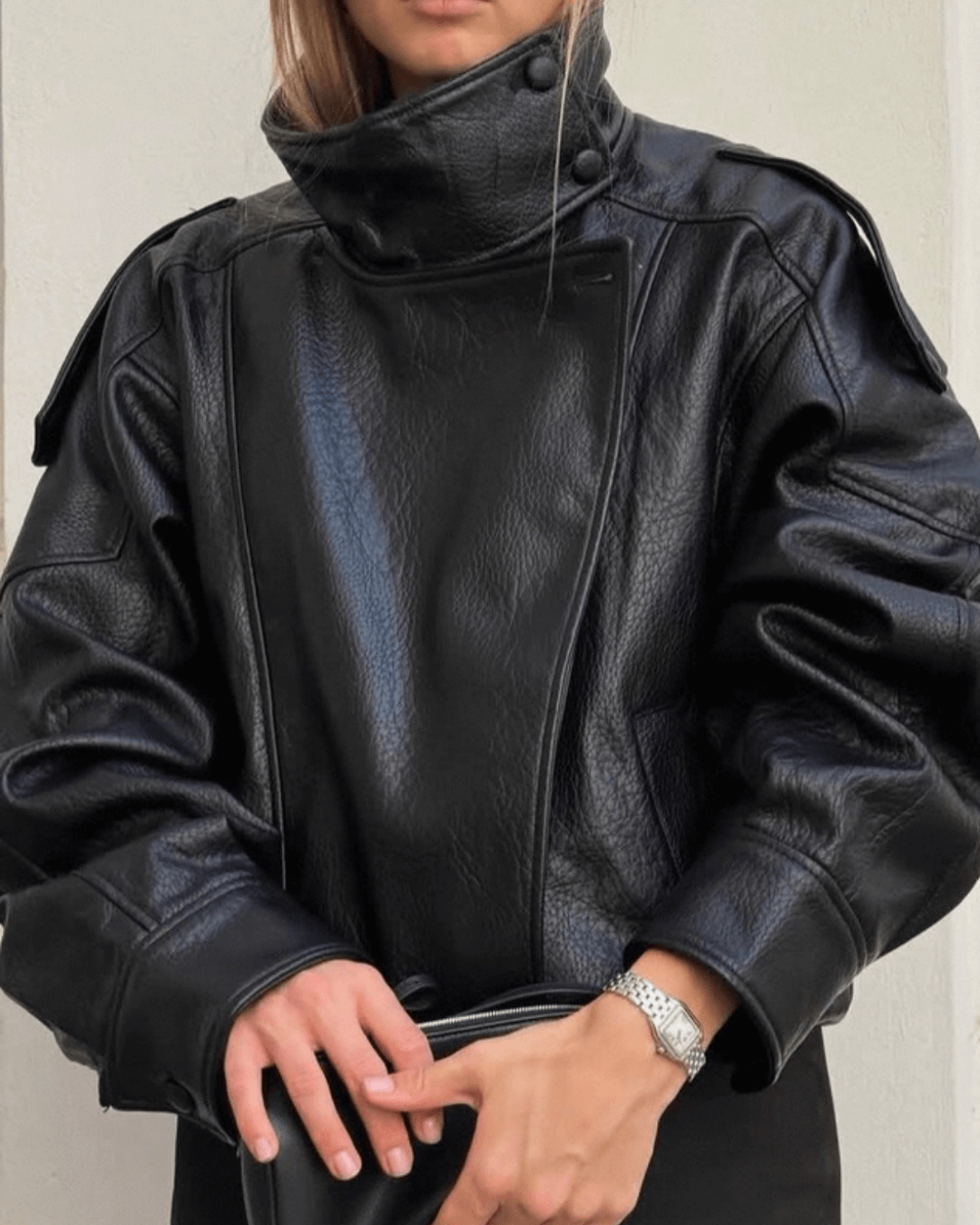 Carla Asymmetrical Vegan Leather Jacket