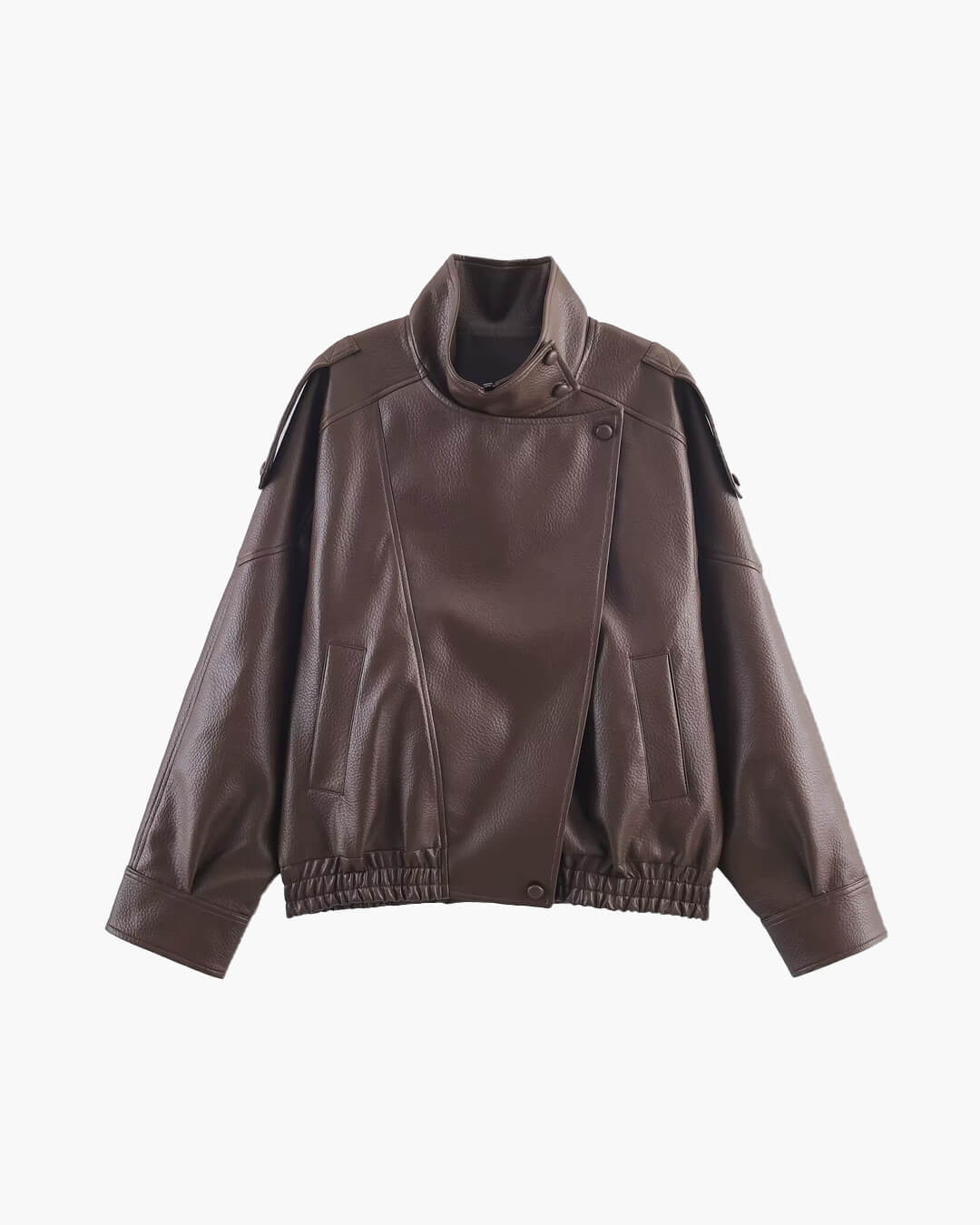 SOERA Carla Asymmetrical Leather Jacket - Jackets -  Brown XS