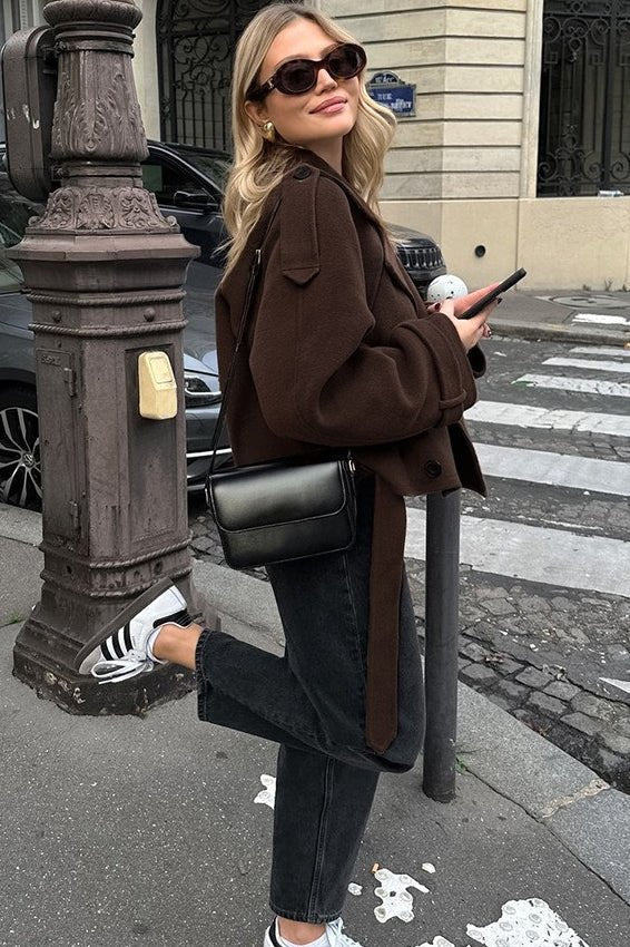 SOERA Daphne Short Autumn Winter Coat - Jackets - ki1765494947088210043 Brown L