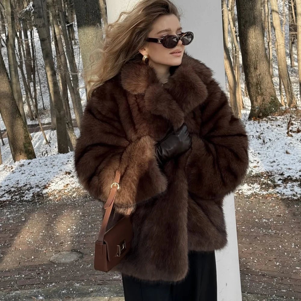 SOERA Delilah Lace Up Faux Fur Coat - Jackets - 3256809904626524-;iA1766488746346513572 Coffee L