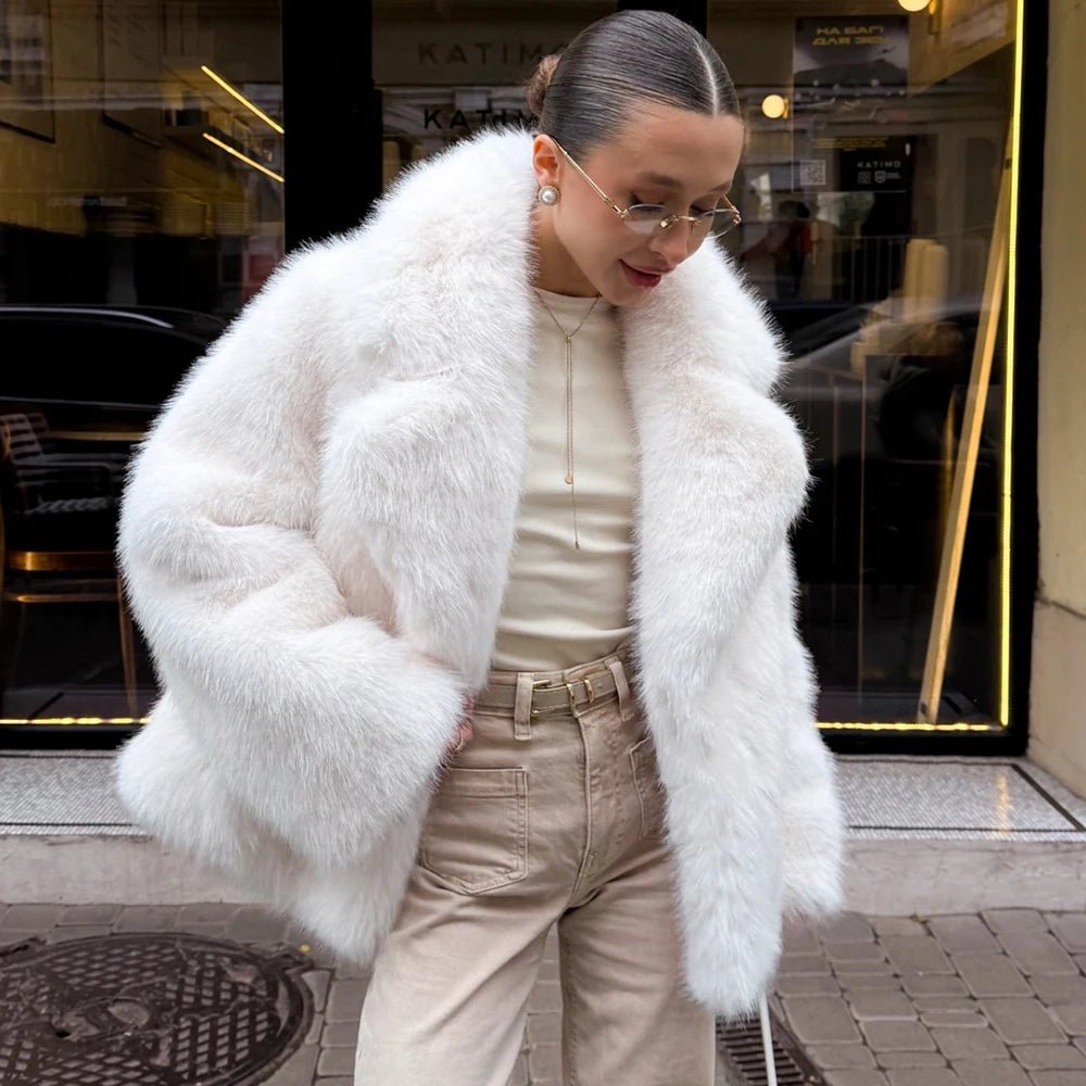 SOERA Delilah Lace Up Faux Fur Coat - Jackets - 3256809904626524-;Tv1766488746348785860 White L