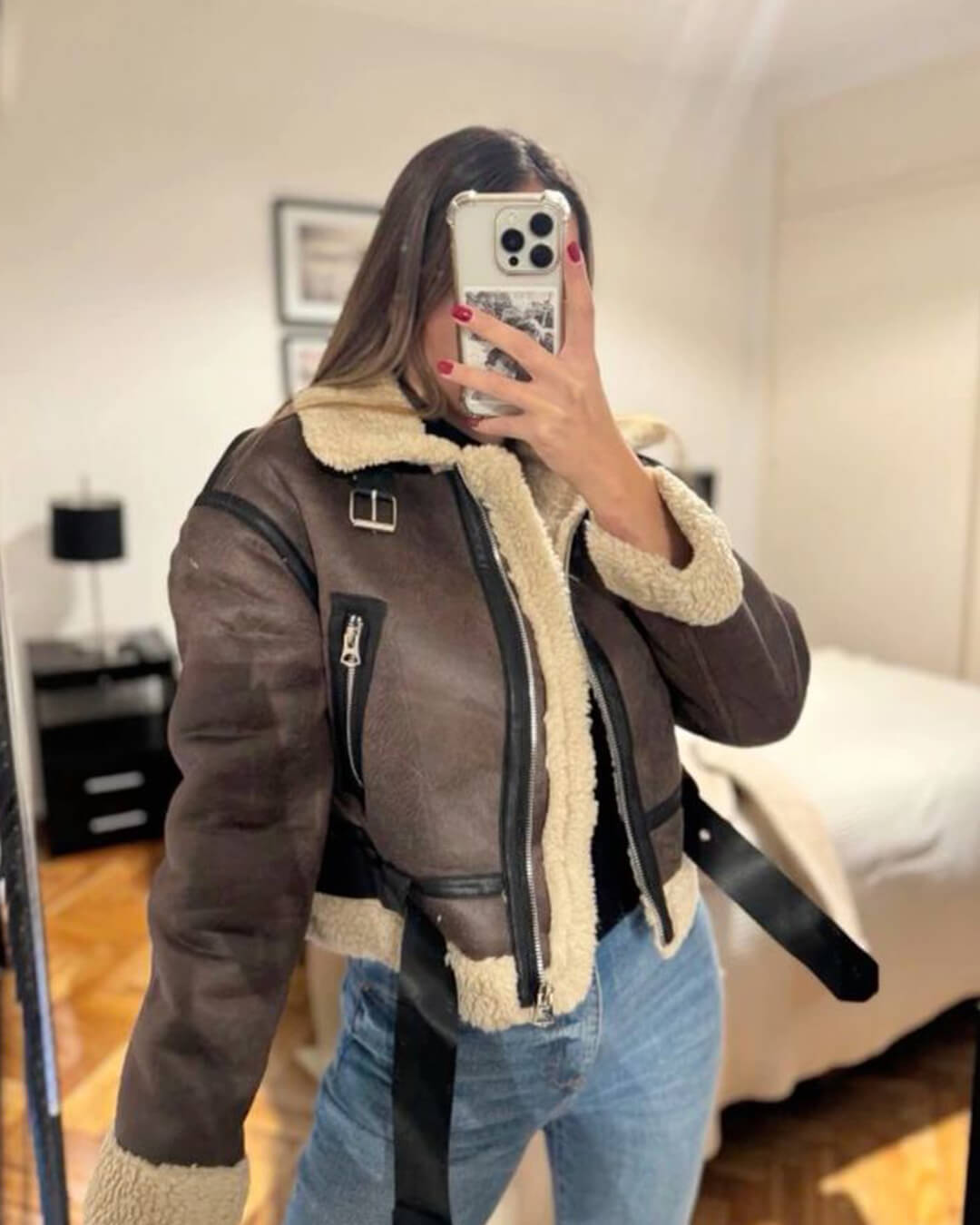 SOERA Elora Faux Leather Jacket - Jackets - 3256806656237115-;Ev1765388021628850329 Brown L