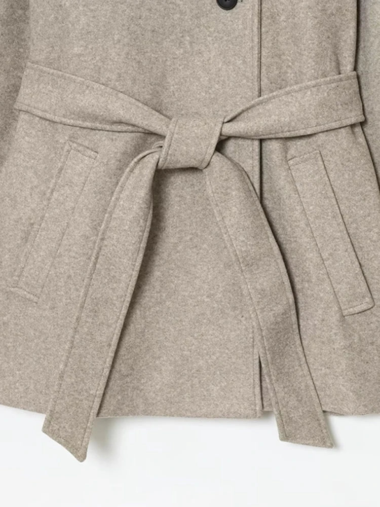 SOERA Felly Faux Wool Coat with Belt - Jackets - 3256809964317372-;Wh1763625122224677656 Beige XS