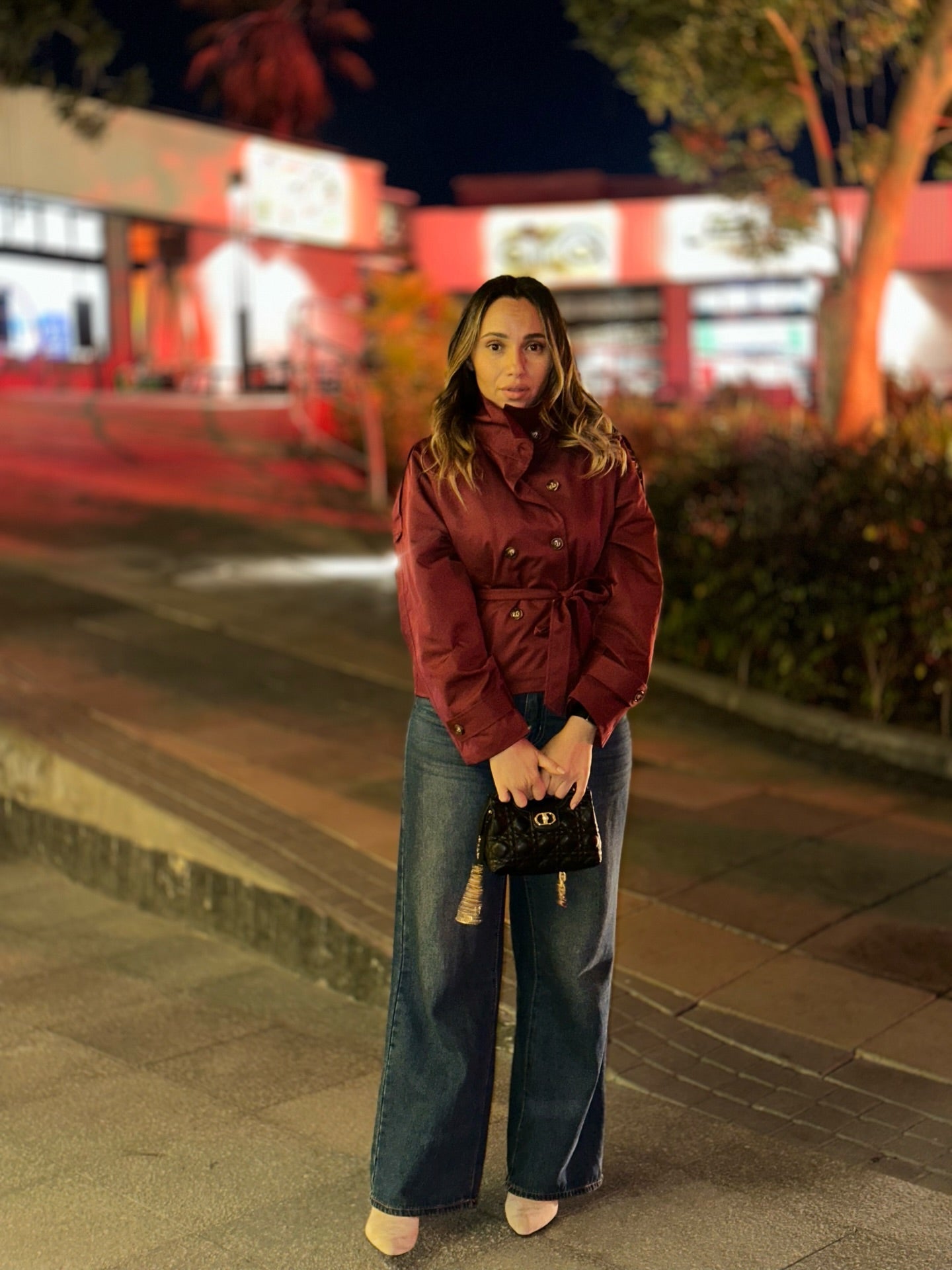 SOERA Kara Stand Collar Crop Trenchcoat - Jackets - 1005009693239722-;cz1771494648610383719 Burgundy M