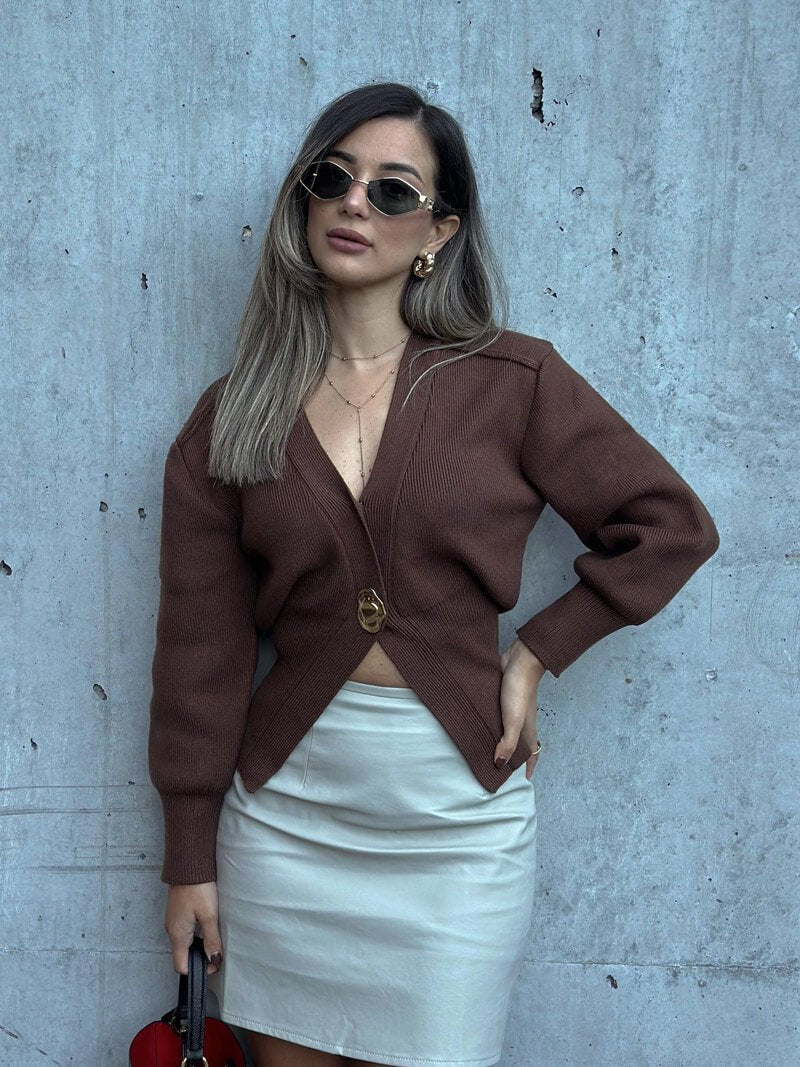 SOERA Lyra Knitted Cardigan - jackets - Soera-Lyra-Knitted-Cardigan-Brown/S Brown S