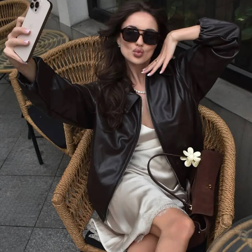 SOERA Marivic Zip Up Faux Leather Jacket - Jackets - Xr1775572252224533420 Black XS