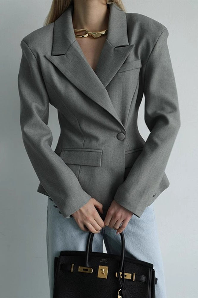 SOERA Maxine Scarf - Collar Blazer - Jackets - uO1770276357226355893 Gray M