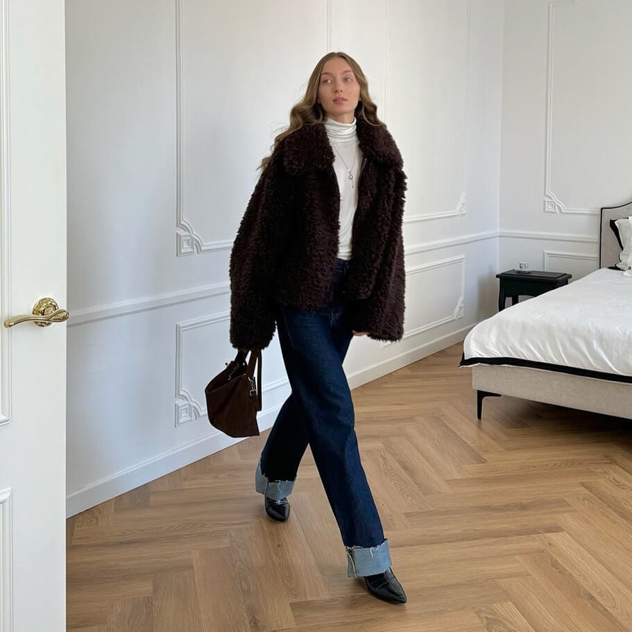 SOERA Porsha Faux Fur Teddy Jacket - Jackets - 3256809998082516-;gq1763625122410238225 Dark Brown S