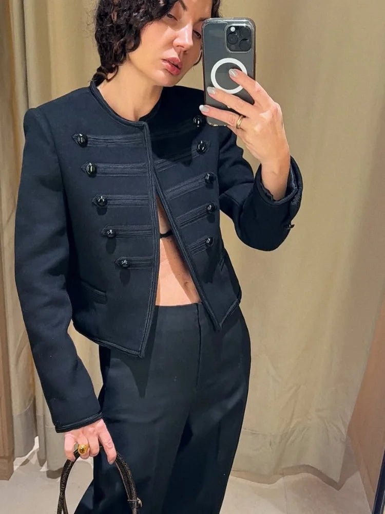 SOERA Sheila Black Napoleon Jacket - Jackets - 1005010793303711-;PC1770053333499039430 S