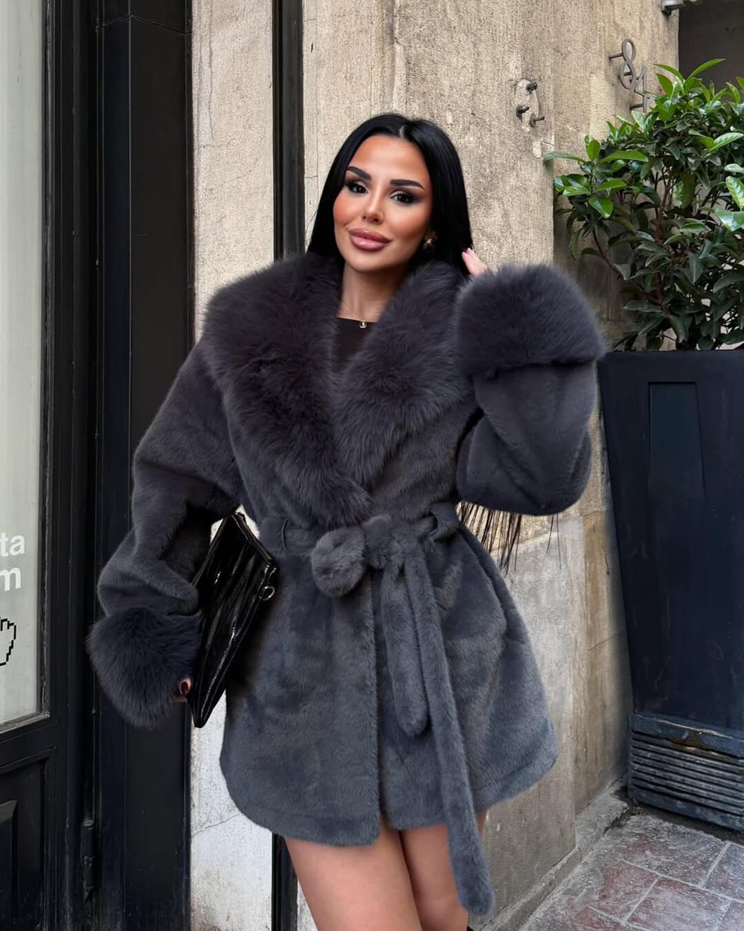 Jessa Faux Fur Trim Coat