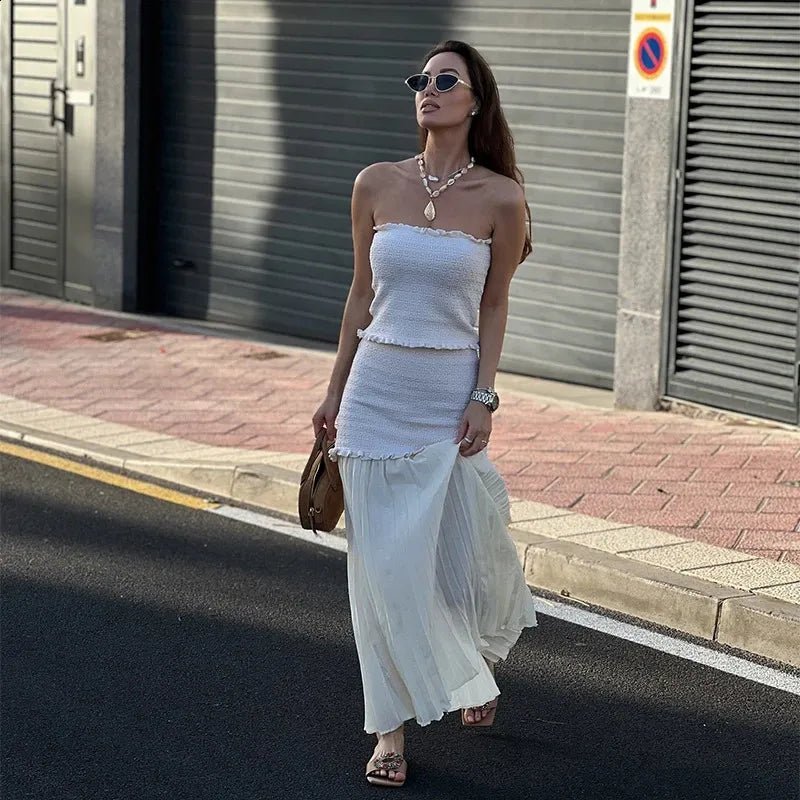 SOERA Beatrice Knitted Tank & Pleated Skirt Set - Matching Sets -  Pink Set S