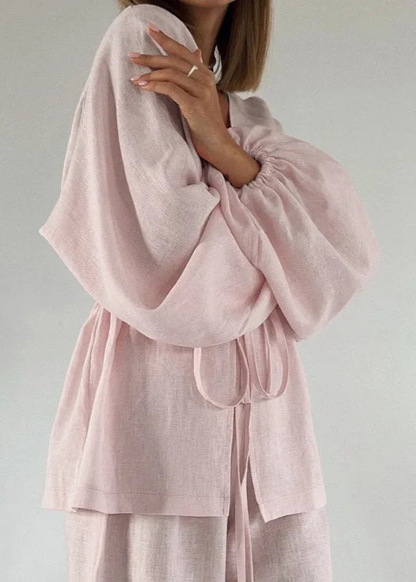 SOERA Isla Linen Two - Piece Set with Bell Sleeves - Matching Sets -  M