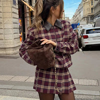 Jessica Check Bomber Jacket & Skort Set