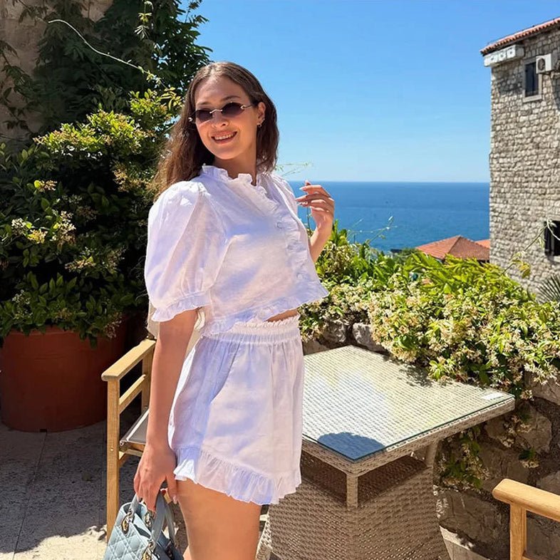 SOERA Stacey Frill Hem Co-Ord Set - Matching Sets -  White L