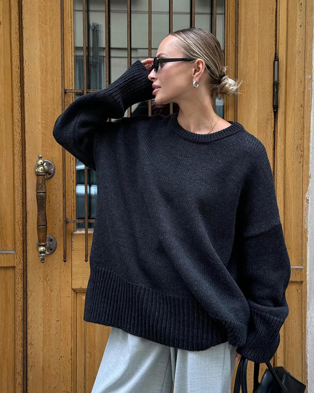 SOERA Georgette Ribbed Knit Sweater - Pullover - Dg1768690473142791239 Black M