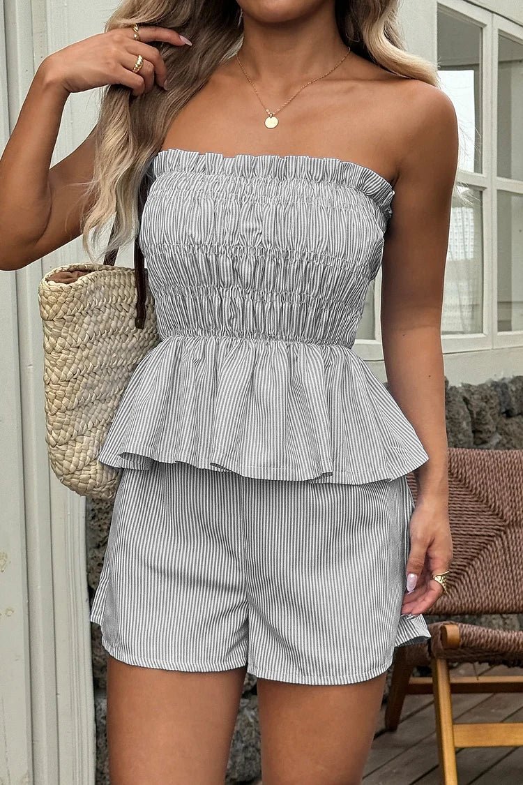 SOERA Cate Ruffled Top & Shorts Co - Ord Set - Set - 1005011845659350-;XV1776125343018120225 Gray S