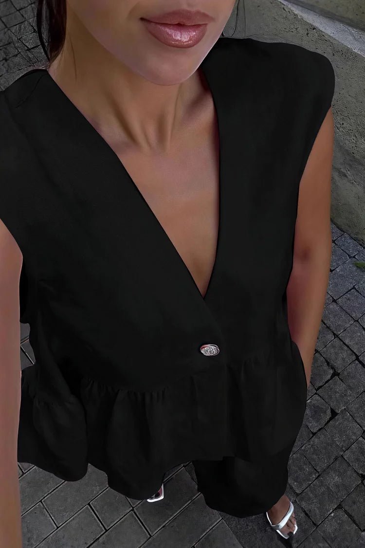 SOERA Sydney Ruffled Vest & Pants Set - Set - 1005008498710435-;KR1776125342950421820 Pink S