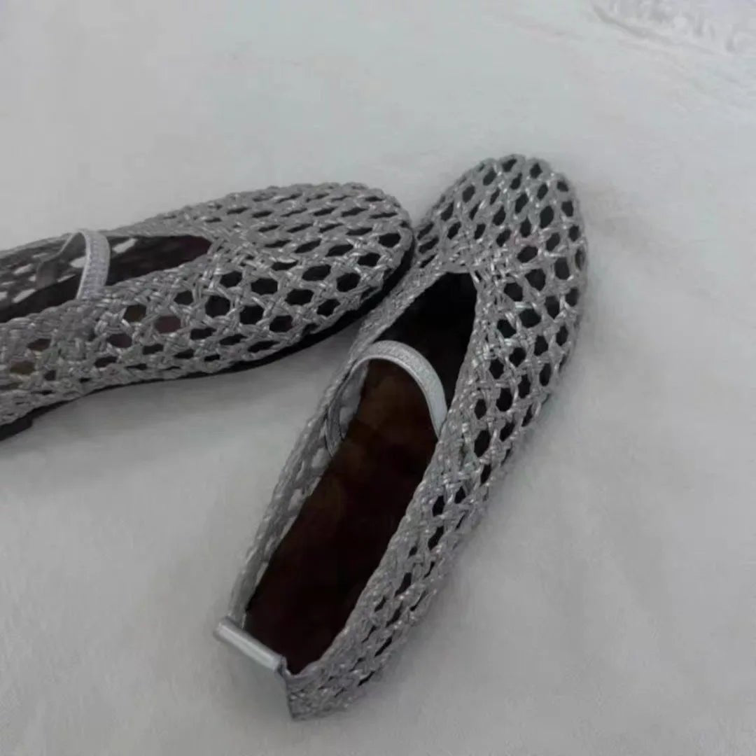 SOERA Francesca Hollow Woven Flat Shoes - Shoes - 1005009205383908-;kb1775031593753436640 Brown 37