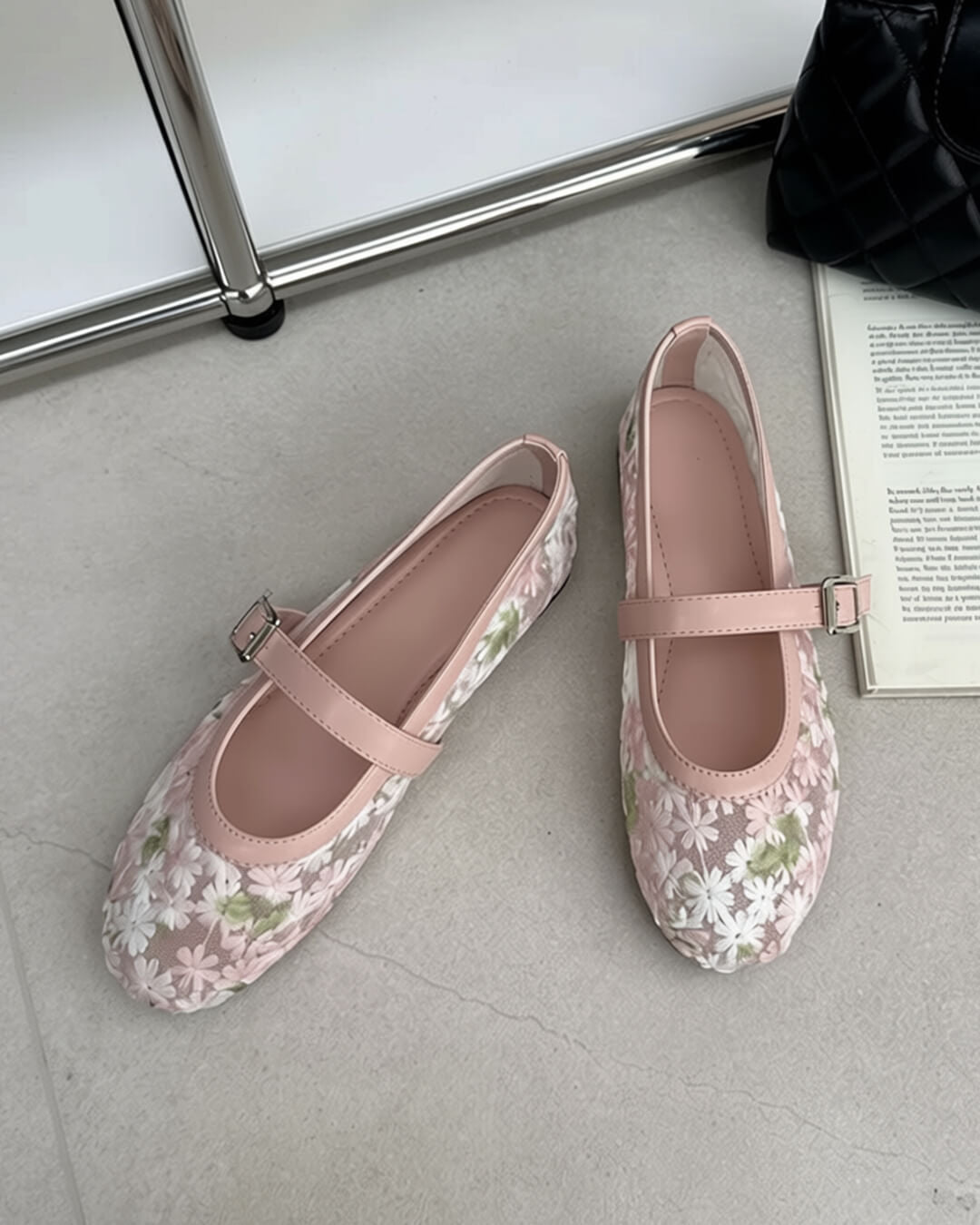 SOERA Helen Mesh Mary Jane Ballet Flats - Shoes - 1005010714131580-;Bt1769140528172160654 Pink 35