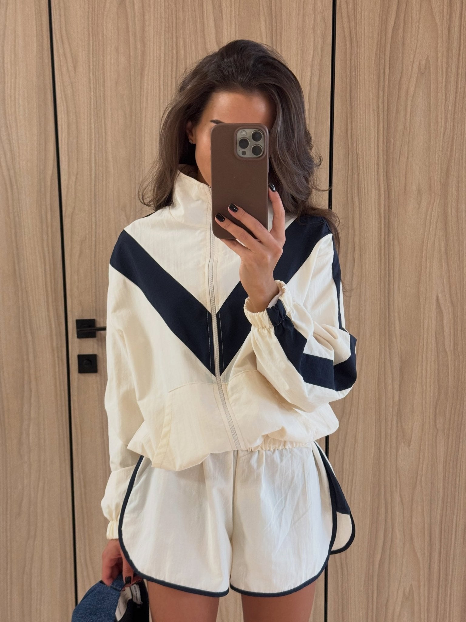 SOERA Aisiuka Chevron Windbreaker Shorts Set - Shorts Set - SOERA-142915-S-SET-56963 Set (Jacket+Shorts) S