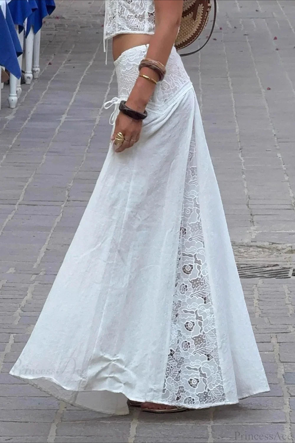 SOERA Celeste Boho Lace Patchwork Maxi Skirt - Skirt -  White S