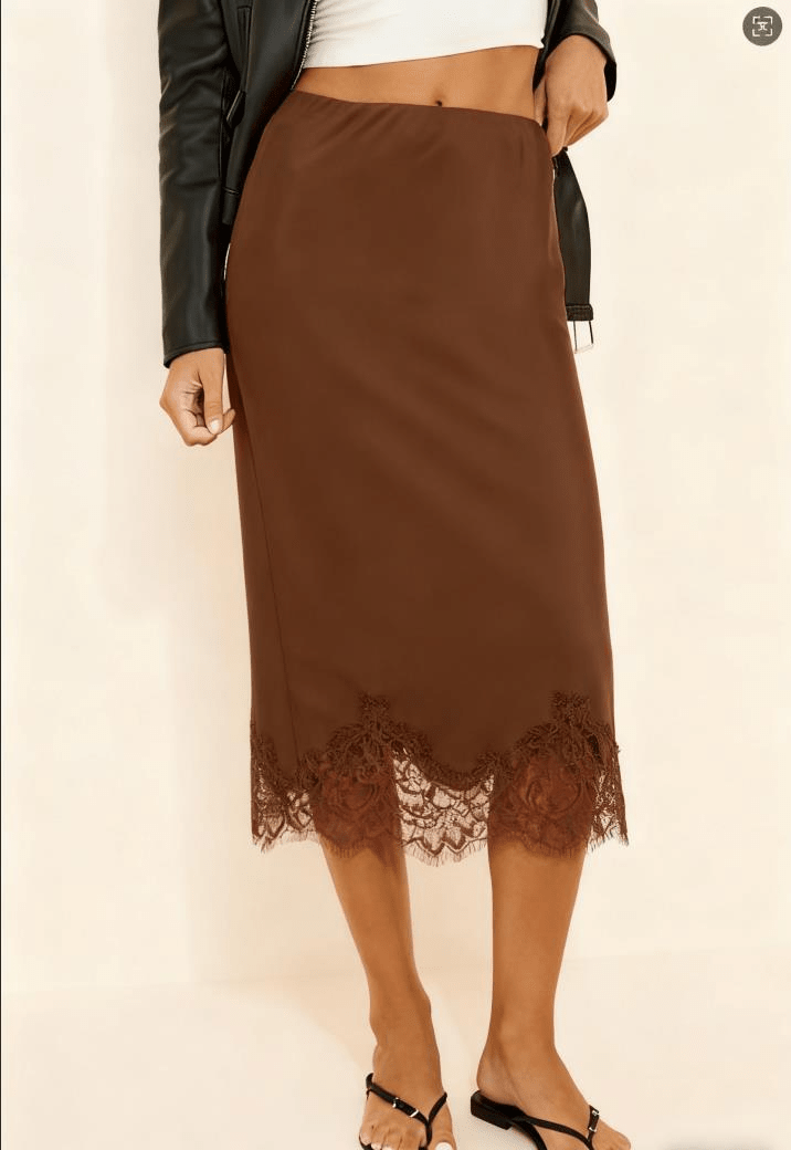SOERA Dalila Side Slit Lace Trim Midi Skirt - Skirts - 1005010443594848-;Cb1775118415197877751 S