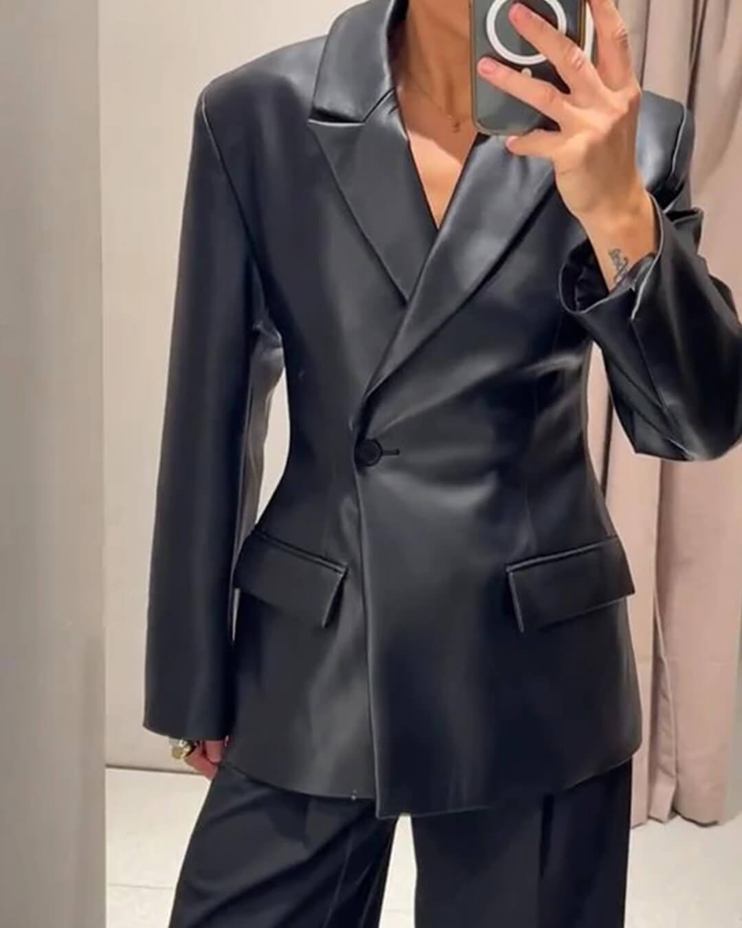 Stella Faux Leather Blazer