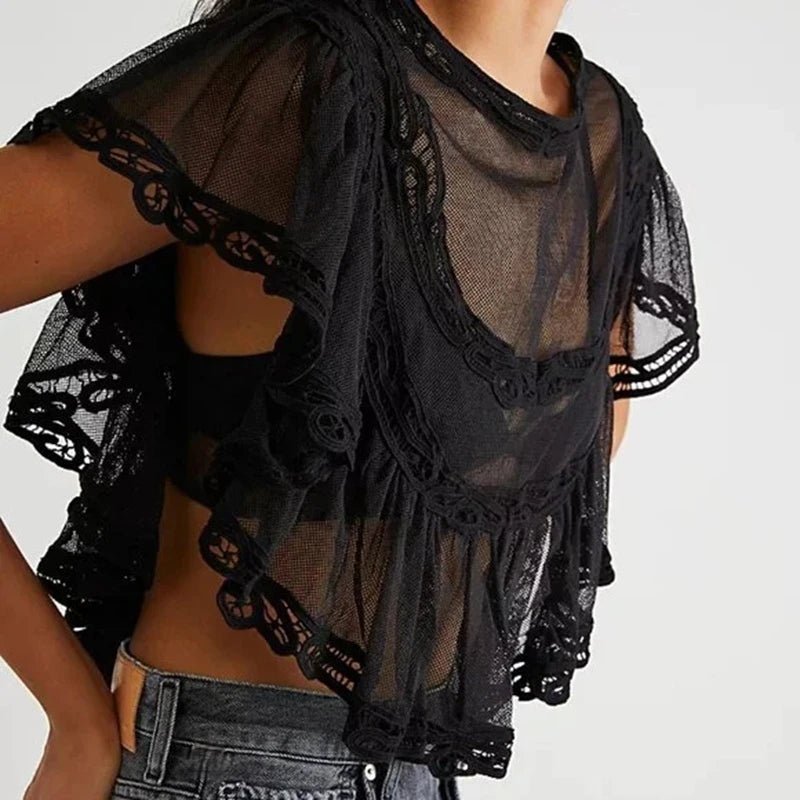 SOERA Genevra Sheer Chiffon Blouse - Tops -  Black M
